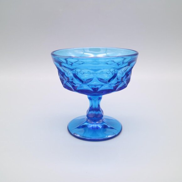 Vintage Noritake Perspective Cobalt Blue Aqua Sherbet Dessert Glasses | Set of 8 - Picture 3 of 9